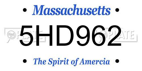 5HD962 Massachusetts License Plate