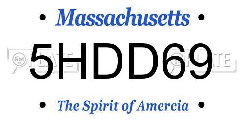 5HDD69 Massachusetts License Plate