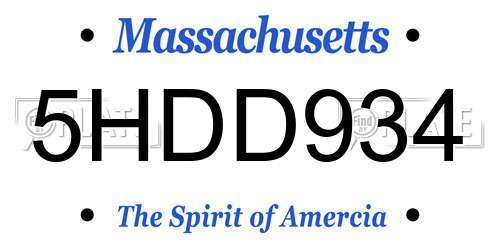 5HDD934 Massachusetts License Plate