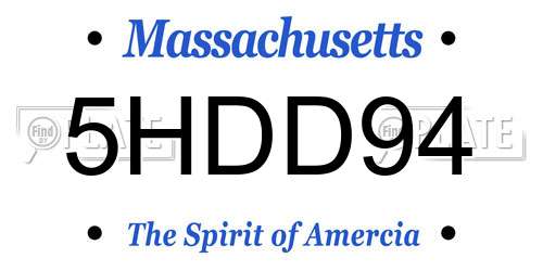 5HDD94 Massachusetts License Plate