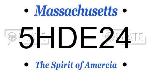 5HDE24 Massachusetts License Plate