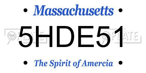 5HDE51 Massachusetts License Plate