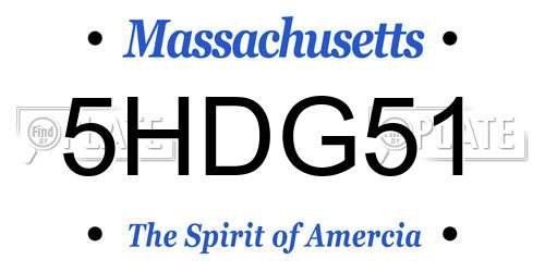 5HDG51 Massachusetts License Plate