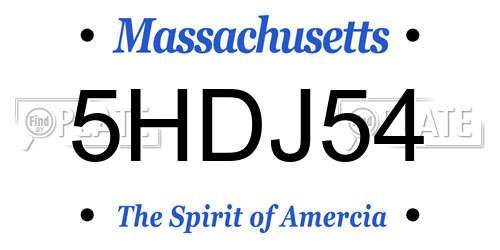 5HDJ54 Massachusetts License Plate