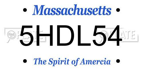 5HDL54 Massachusetts License Plate