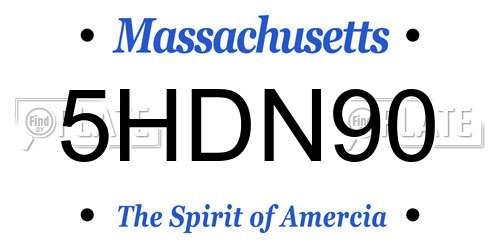 5HDN90 Massachusetts License Plate