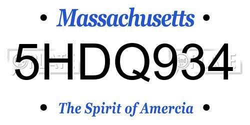 5HDQ934 Massachusetts License Plate