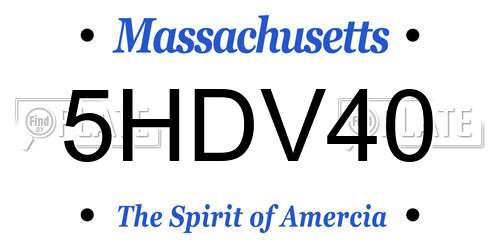 5HDV40 Massachusetts License Plate