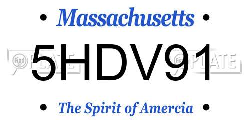 5HDV91 Massachusetts License Plate