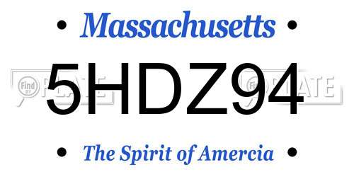 5HDZ94 Massachusetts License Plate