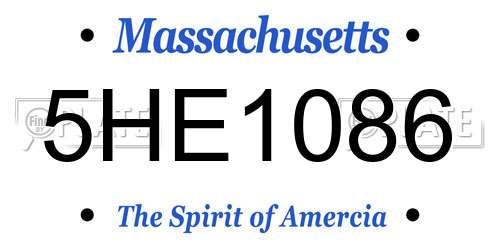 5HE1086 Massachusetts License Plate