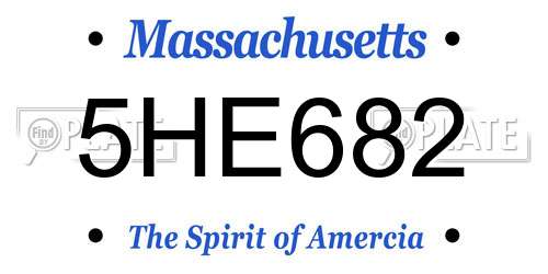 5HE682 Massachusetts License Plate