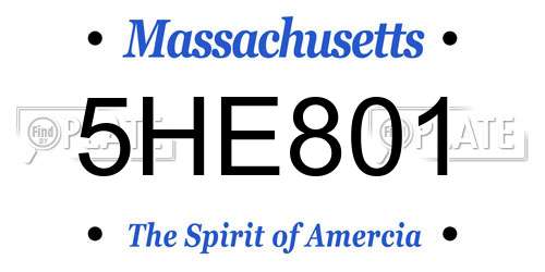 5HE801 Massachusetts License Plate