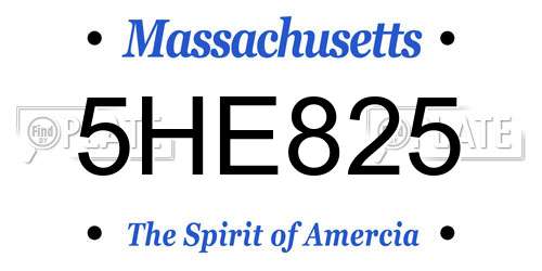 5HE825 Massachusetts License Plate