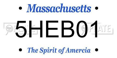 5HEB01 Massachusetts License Plate