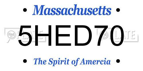 5HED70 Massachusetts License Plate