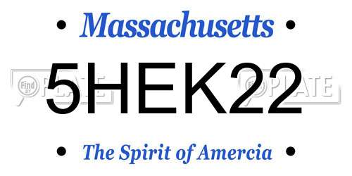 5HEK22 Massachusetts License Plate