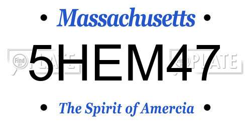 5HEM47 Massachusetts License Plate
