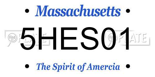 5HES01 Massachusetts License Plate