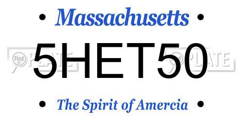 5HET50 Massachusetts License Plate