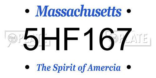 5HF167 Massachusetts License Plate