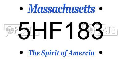 5HF183 Massachusetts License Plate