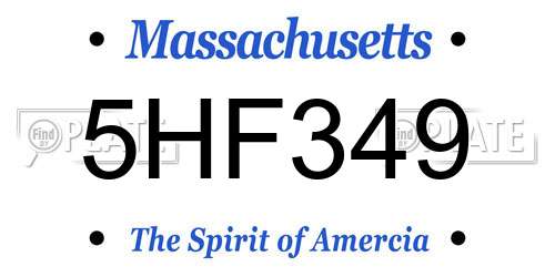 5HF349 Massachusetts License Plate