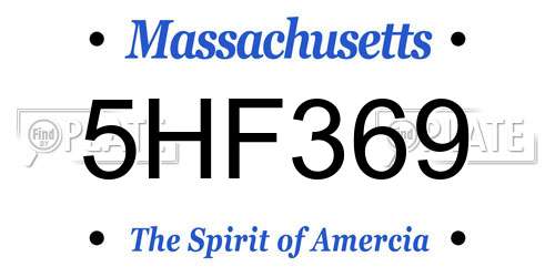 5HF369 Massachusetts License Plate