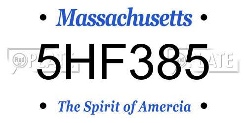 5HF385 Massachusetts License Plate