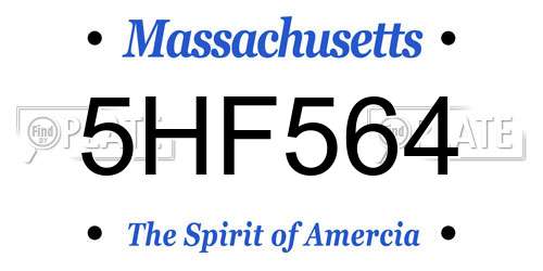 5HF564 Massachusetts License Plate