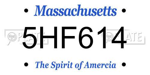 5HF614 Massachusetts License Plate