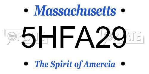 5HFA29 Massachusetts License Plate