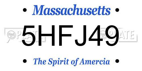 5HFJ49 Massachusetts License Plate