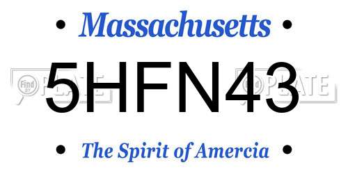5HFN43 Massachusetts License Plate