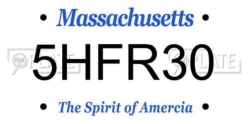 5HFR30 Massachusetts License Plate