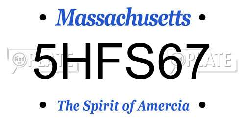 5HFS67 Massachusetts License Plate
