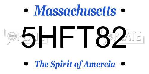 5HFT82 Massachusetts License Plate