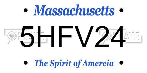 5HFV24 Massachusetts License Plate