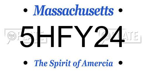 5HFY24 Massachusetts License Plate