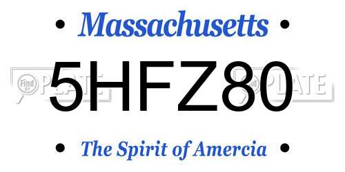 5HFZ80 Massachusetts License Plate