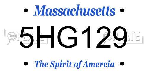 5HG129 Massachusetts License Plate