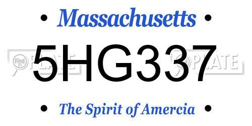 5HG337 Massachusetts License Plate