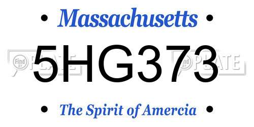 5HG373 Massachusetts License Plate