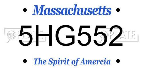 5HG552 Massachusetts License Plate