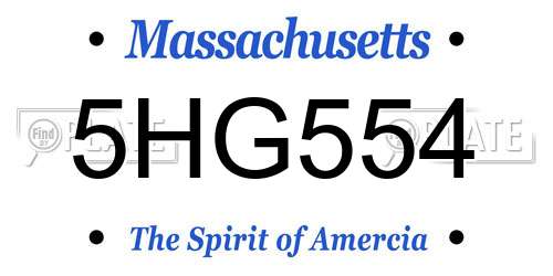 5HG554 Massachusetts License Plate