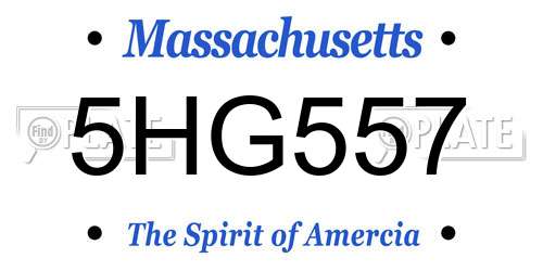 5HG557 Massachusetts License Plate