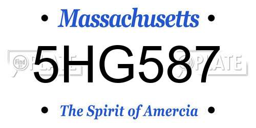 5HG587 Massachusetts License Plate