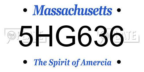 5HG636 Massachusetts License Plate