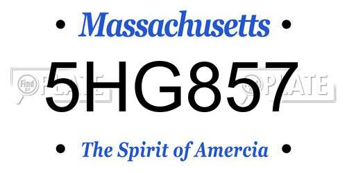 5HG857 Massachusetts License Plate