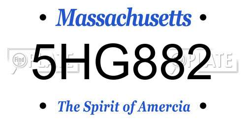 5HG882 Massachusetts License Plate